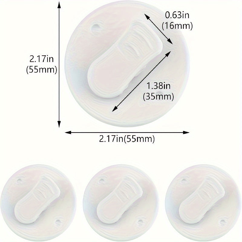 Set of 2 White Shower Curtain Clips with Splash Guard, Strong Plastic, Floor-Friendly