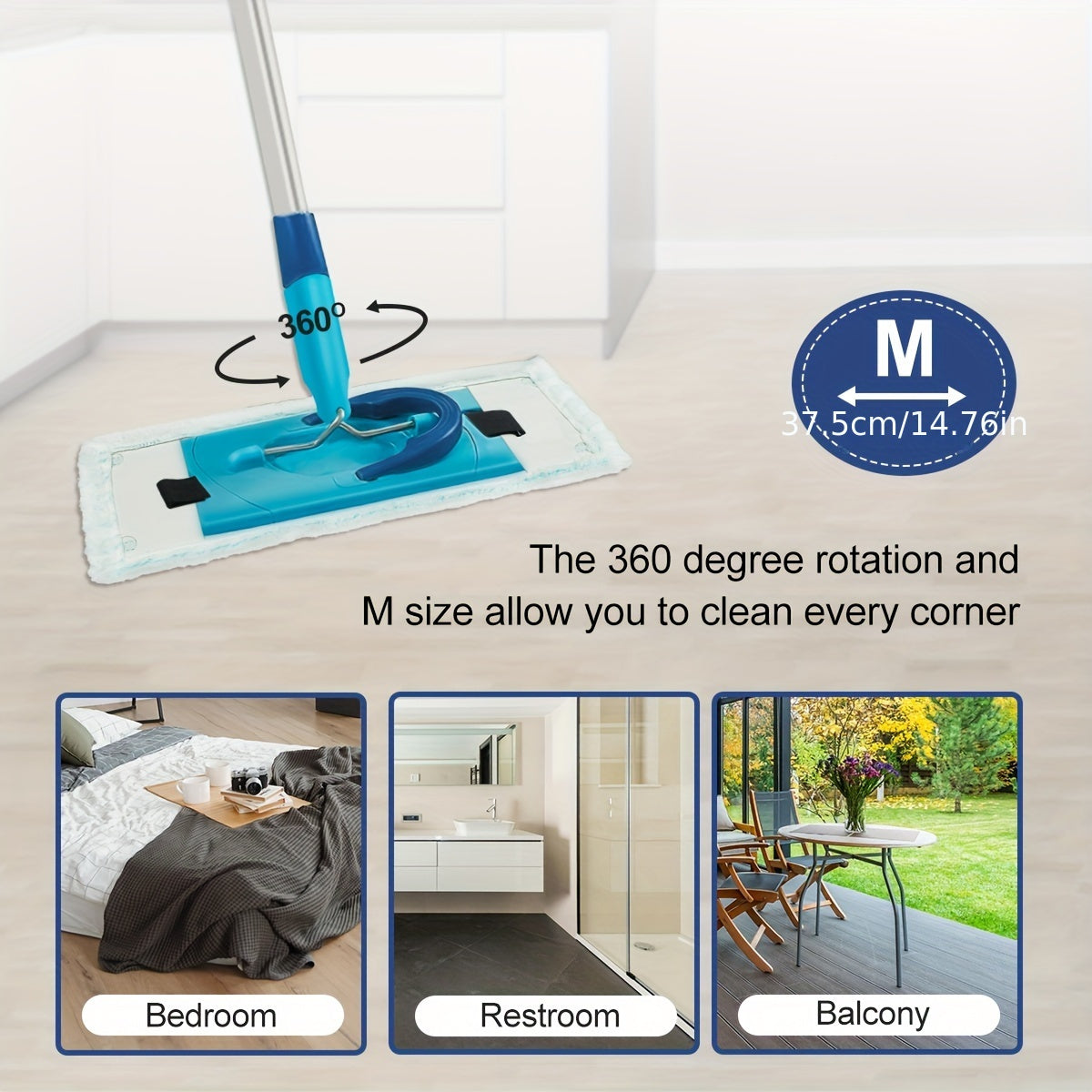 Replacement Mop Pads for Flat Floor Mop, Washable, Deep Cleaning, Kitchen Bathroom