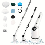 Rotating Electric Cleaning Brush with 8 Brush Heads, Battery Indicator, for Kitchen, Car, Tile, Floor