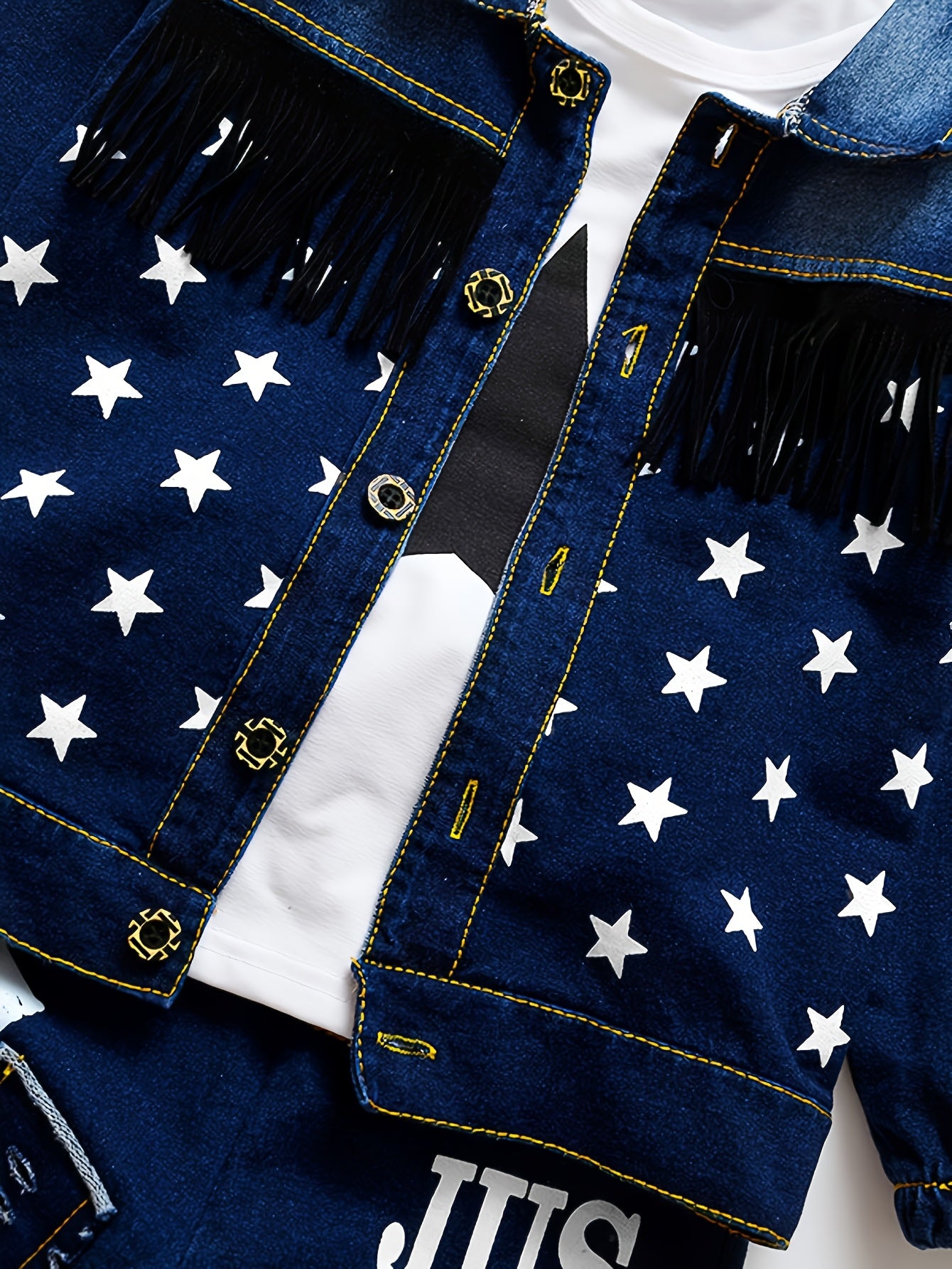 Kids' White Cotton Casual Set with Star and Letter Print for Boys 0-3 Years