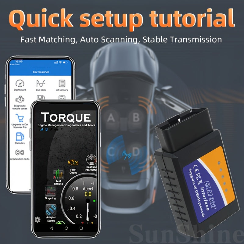 Wireless OBD2 Scanner for Cars with Full Data Analysis and Emissions Testing for Android and iOS