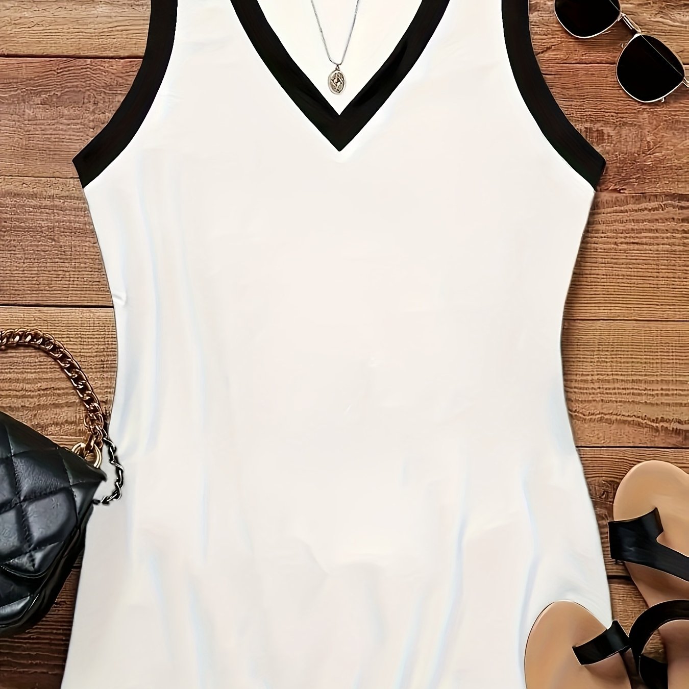 Plus Size Women's V-Neck Tank Top Sleeveless Casual Sporty Color Block