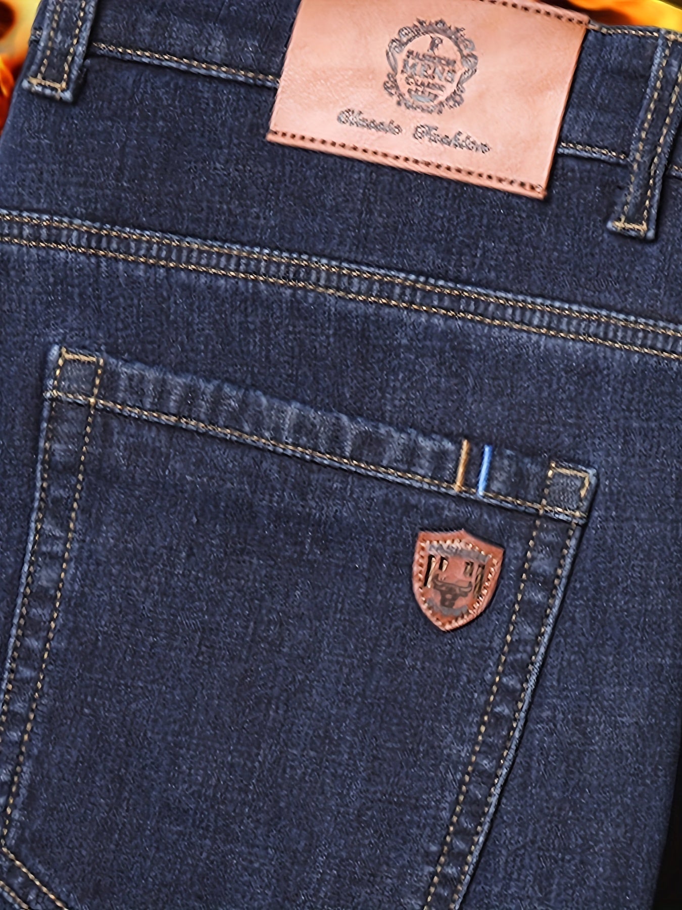 Men's Regular Fit Jeans with Slight Stretch Solid Color Denim for Spring Fall