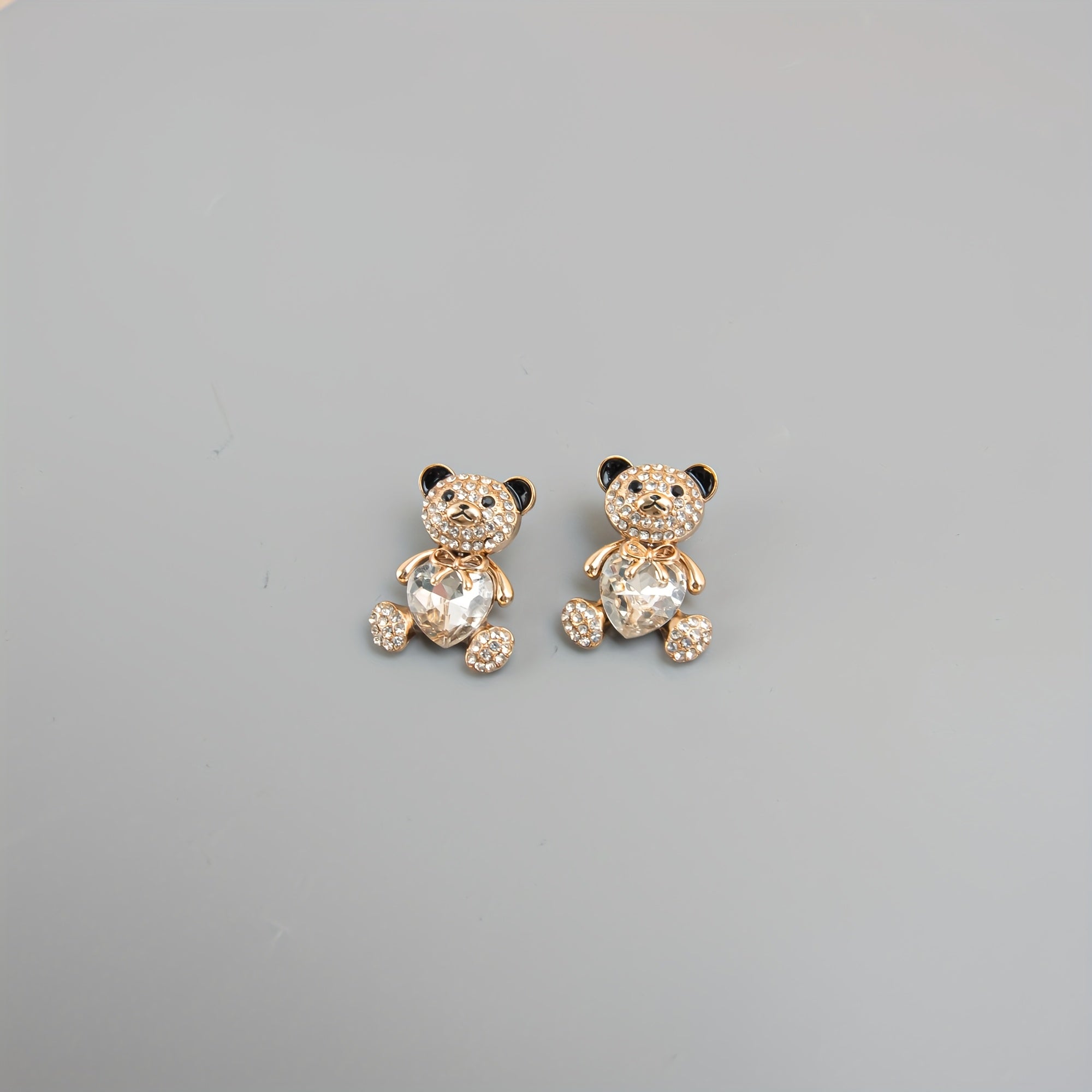 Cute Teddy Bear and Heart Shoe Charms Zinc Alloy Crystal Accents for Sneakers