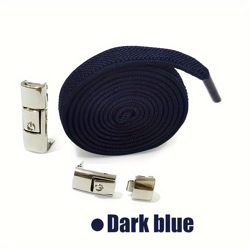 Unisex Elastic Flat Shoelaces With Metal Buckles No Tie Shoe Accessories