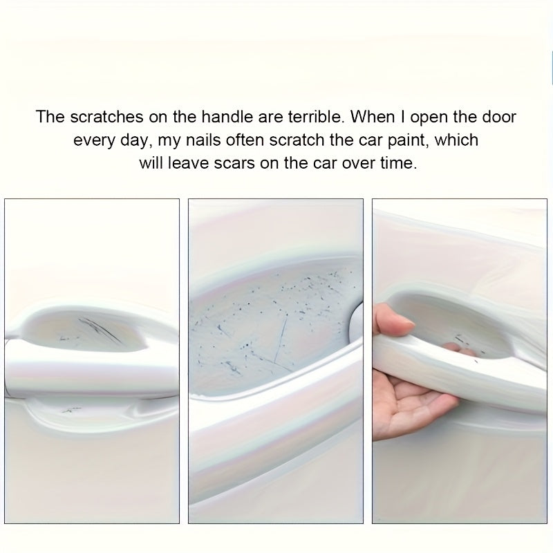 8 Pcs Carbon Fiber Car Door Handle Protectors Scratch Resistant Covers Universal Fit Black