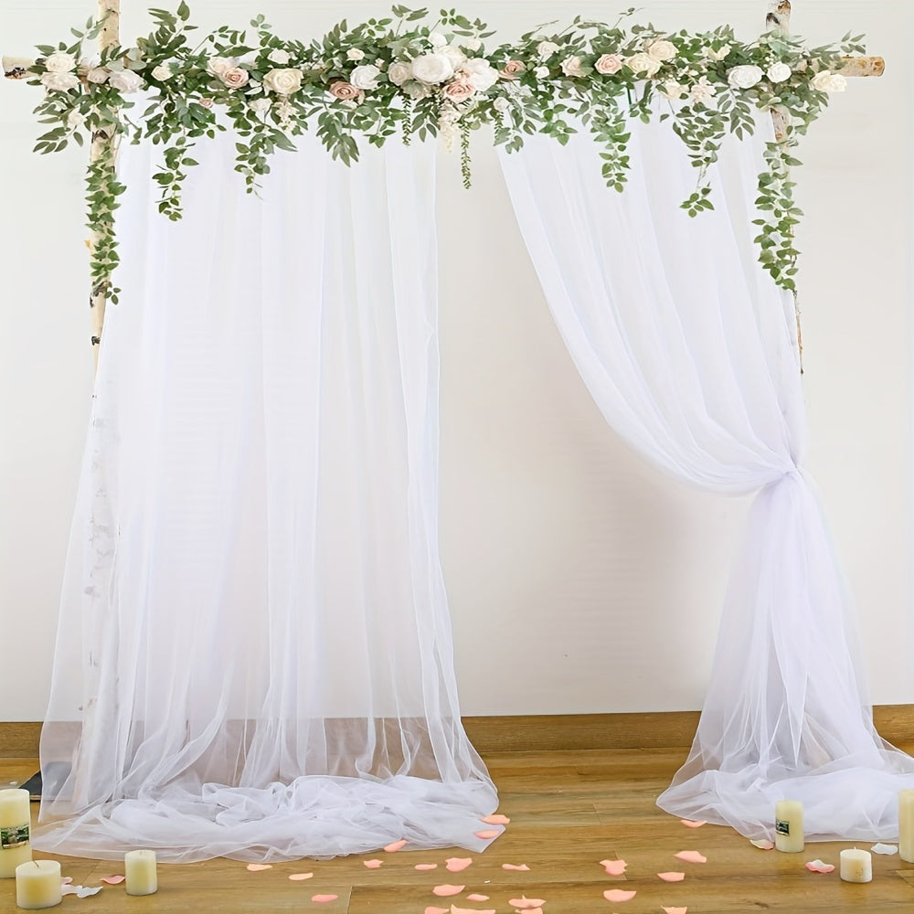 White Tulle Backdrop Curtain for Parties Weddings Home Decor 150x215cm