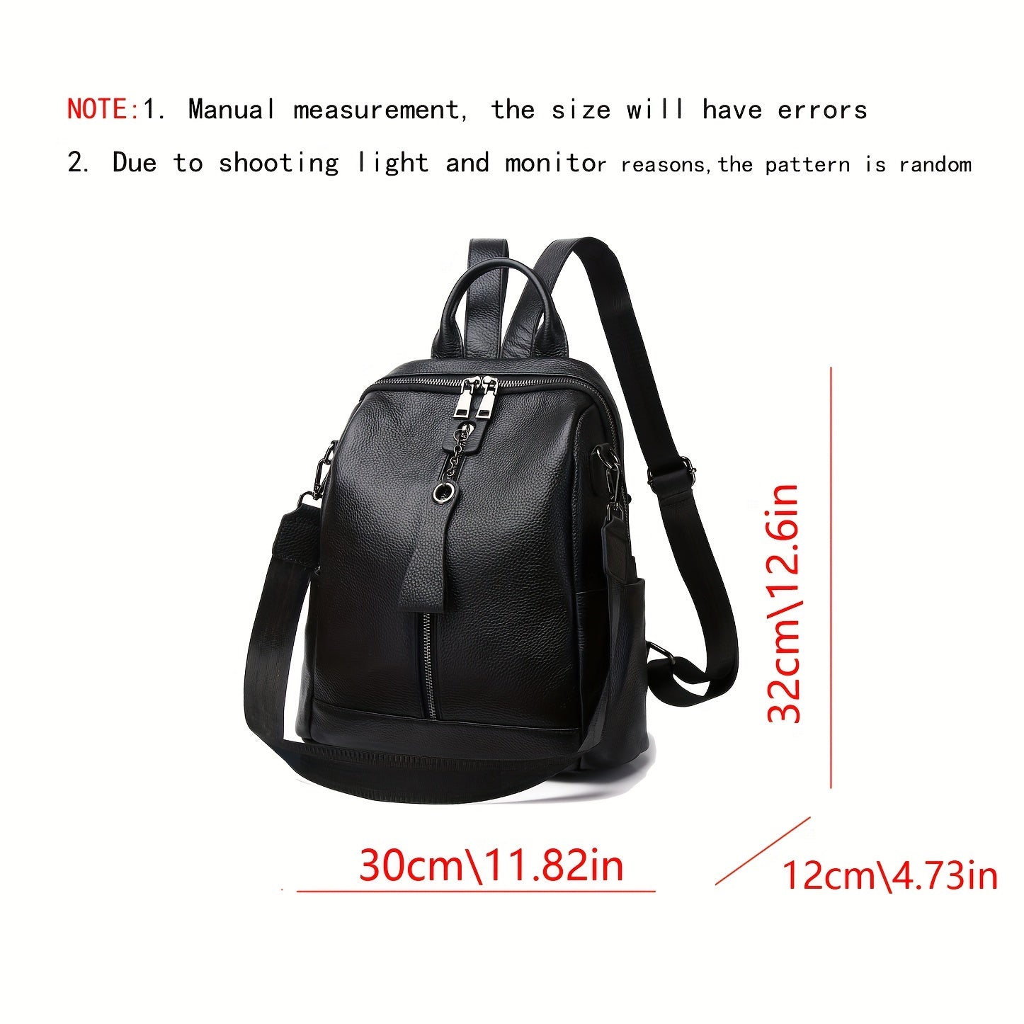 Women's Genuine Leather Backpack Anti-Theft Large Capacity Korean Style Black
