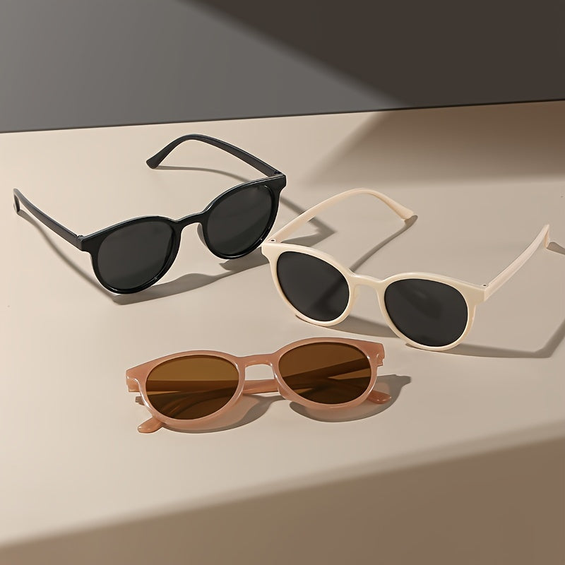 Unisex Anti-glare Round Cat Eye Sunglasses Set of 3 for Travel Beach Parties