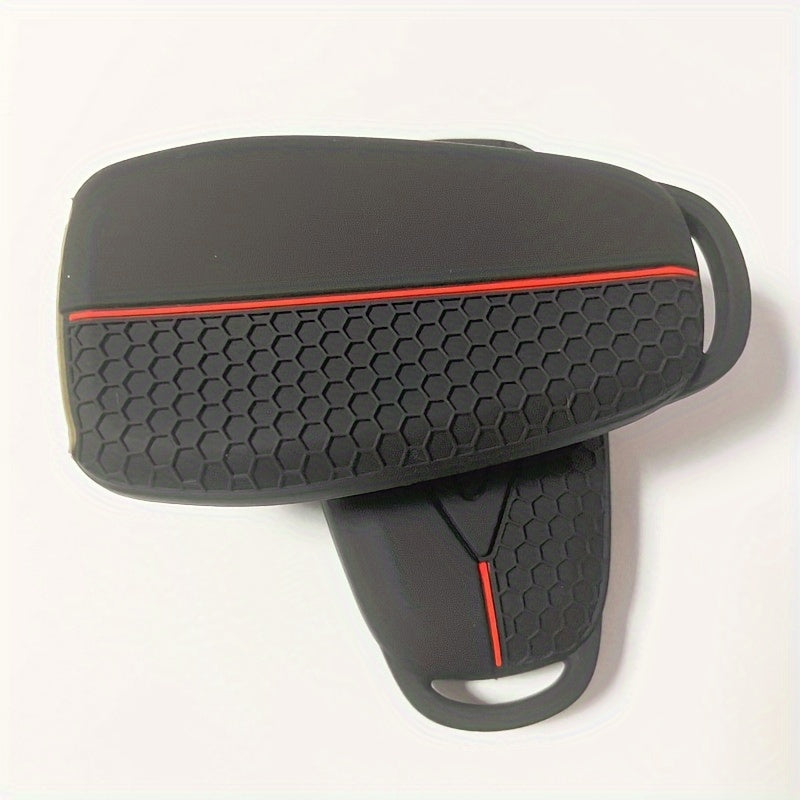 Silicone Key Cover for Car Remote Black with Blue and Red Accents
