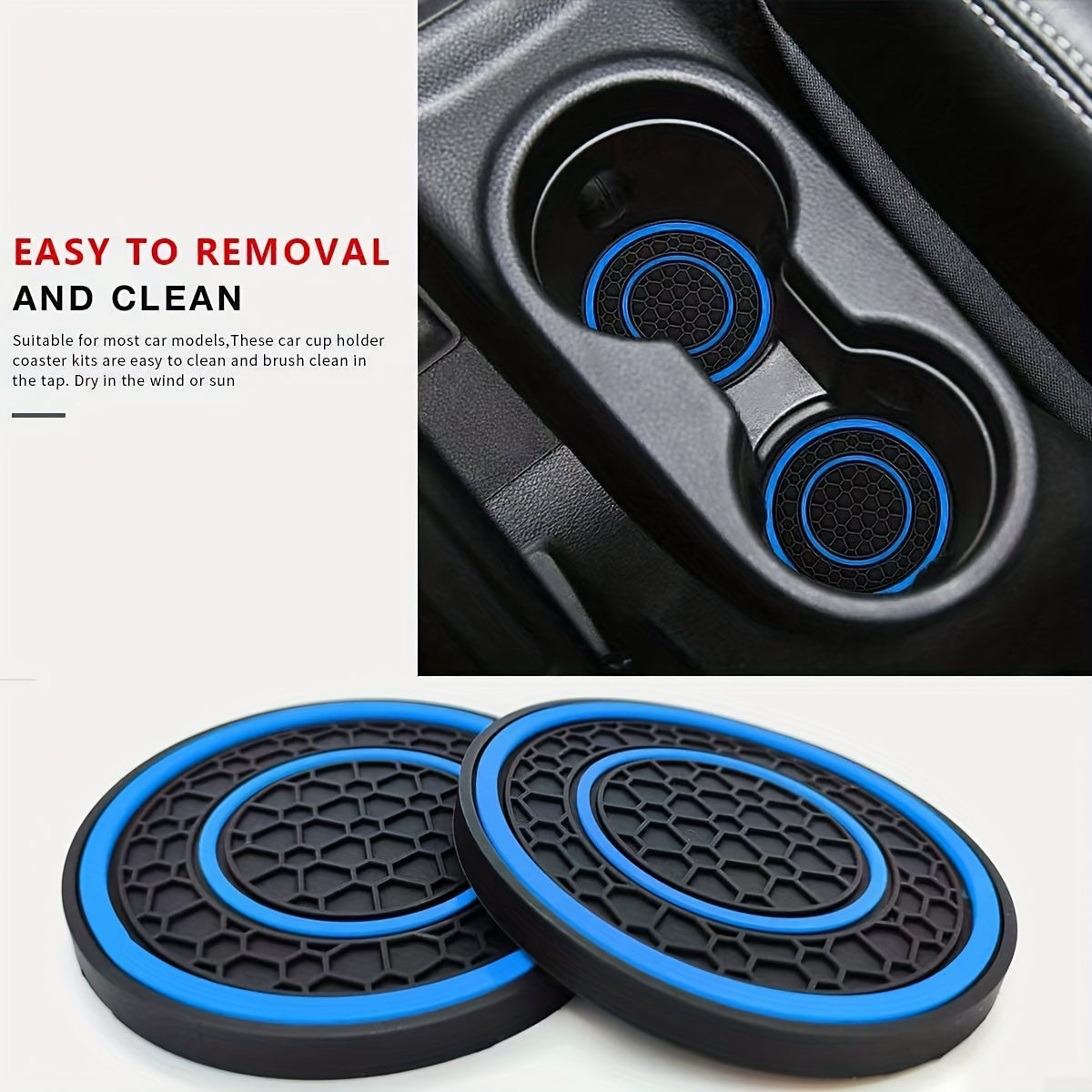 2 Pack Car Cup Holder Coasters Non-Slip Dustproof Interior Accessories