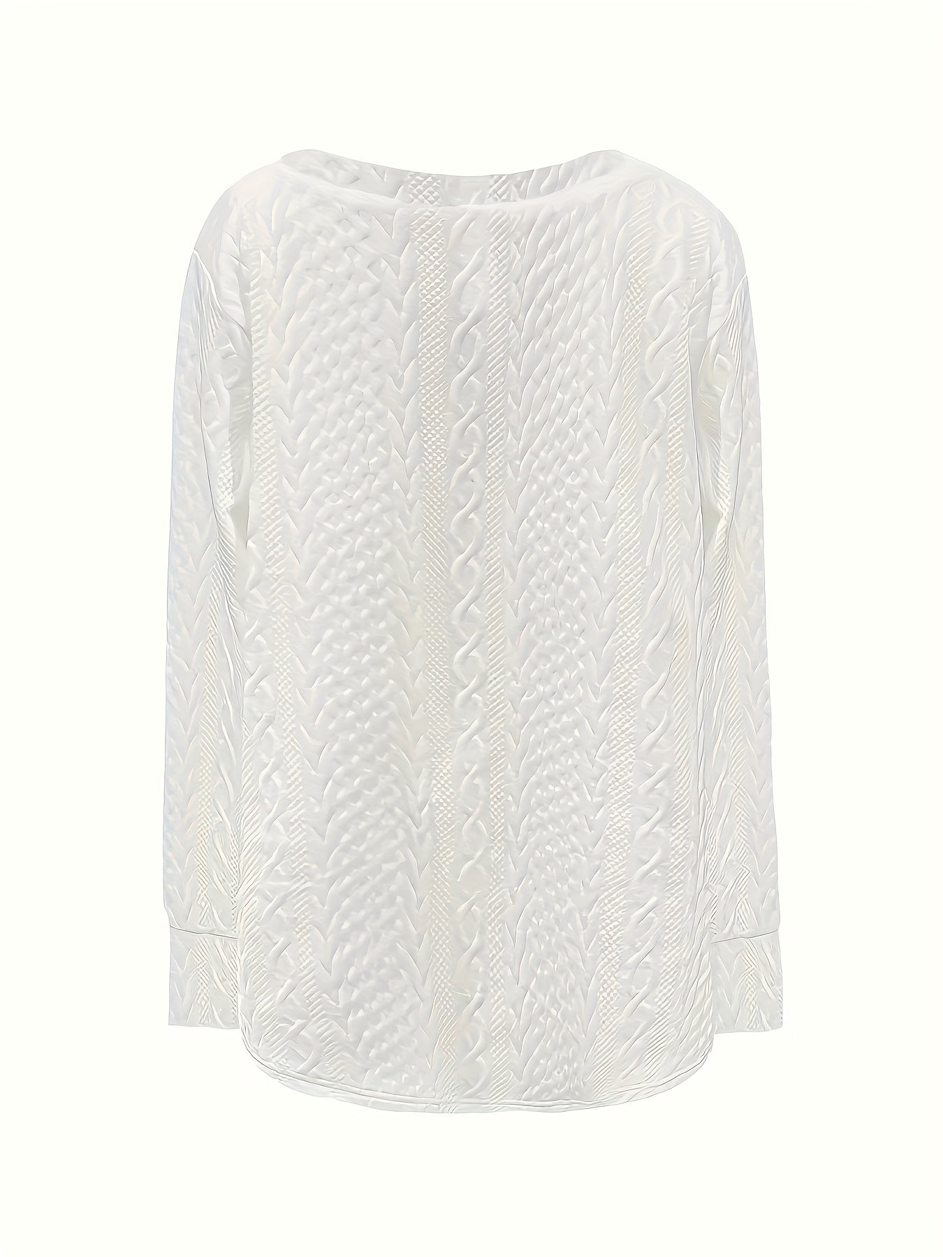 Plus Size Textured Sweatshirt Long Sleeve Crew Neck Casual Women