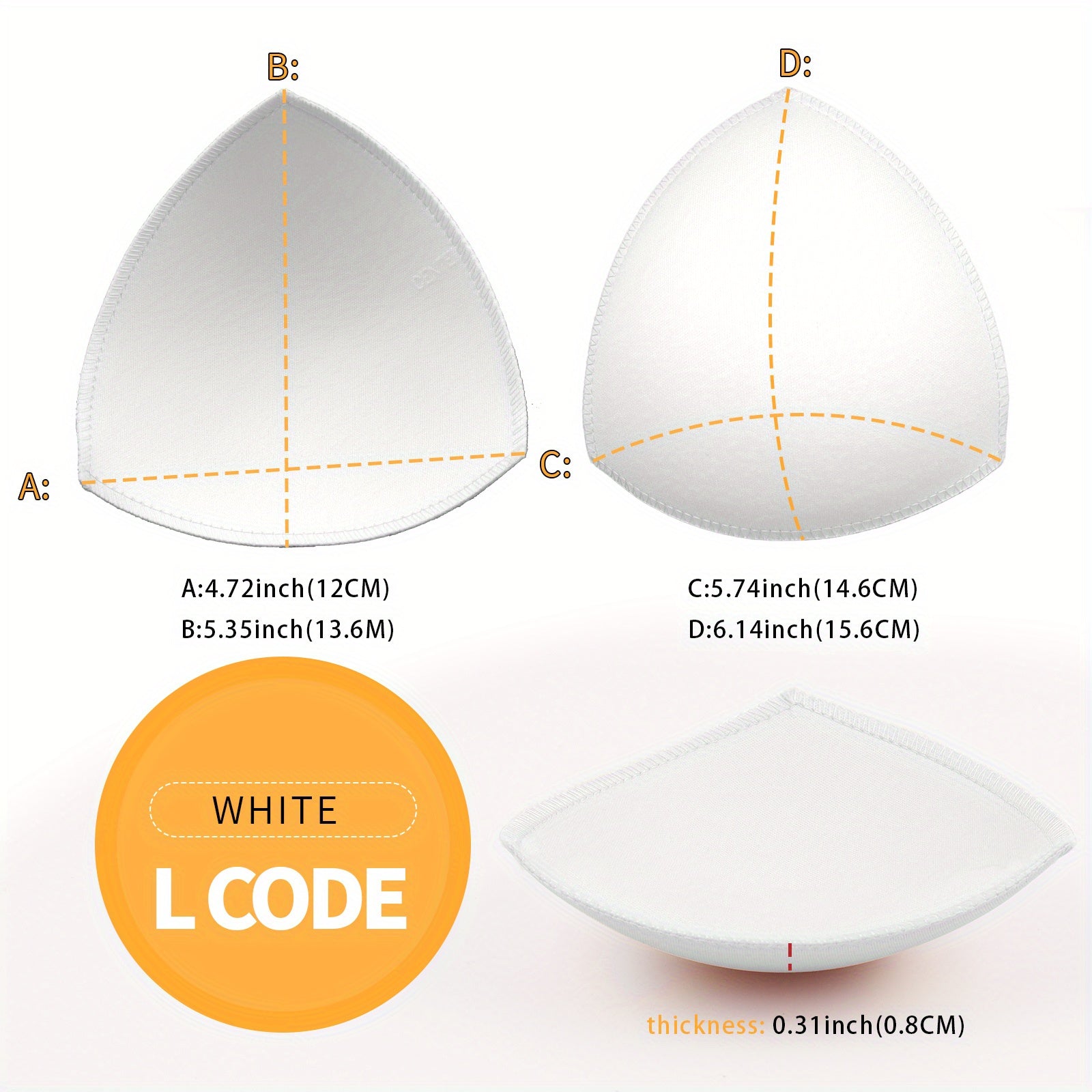 Triangle-Shaped Bikini Pads for Beachwear Polyester Solid Color 1 Pair