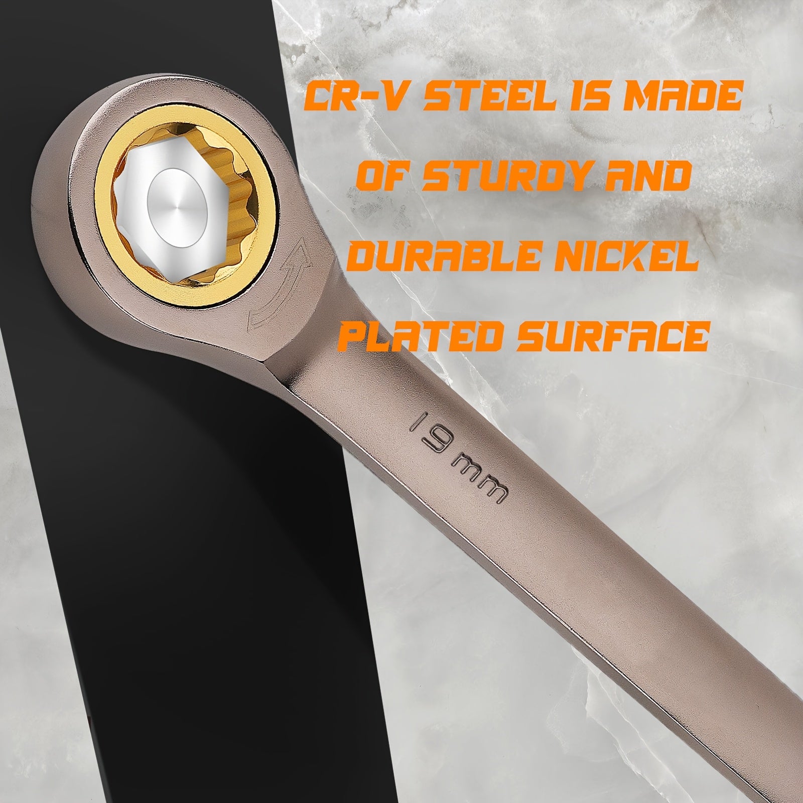 12-Piece Metric Ratcheting Combination Wrench Set 8mm-19mm Chrome Vanadium Steel