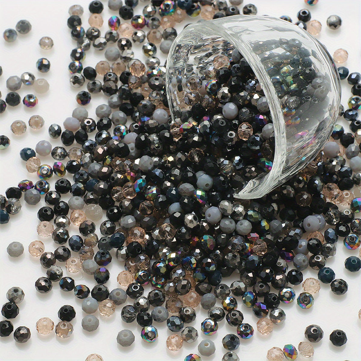 500 piezas de cuentas de vidrio plano de 3 mm de colores mezclados para hacer joyería y arte de uñas