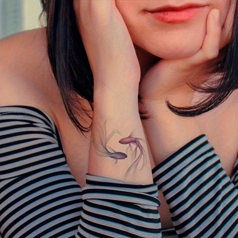 Unisex Fish Scale Temporary Tattoo Sticker Waterproof Non-Glitter Durable