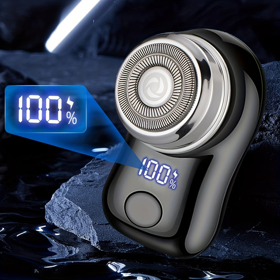 Men's Electric Shaver Portable USB Rechargeable Digital Display Compact Travel Grooming Tool
