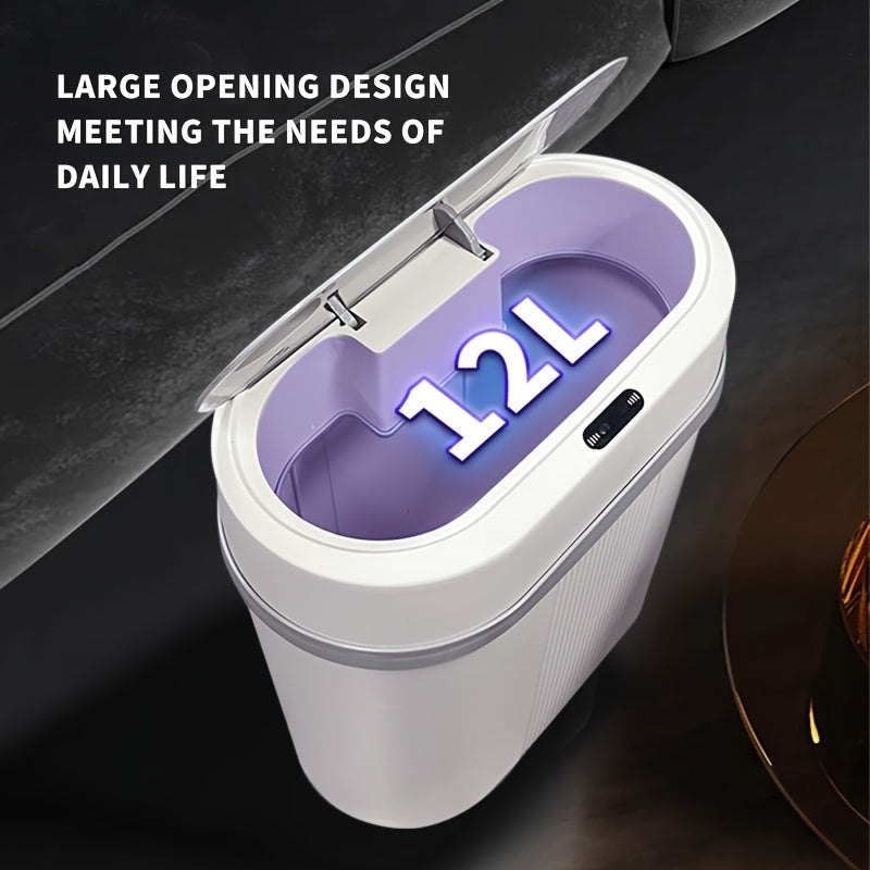 Battery-Powered Slim Smart Trash Can with Lid for Kitchen Bedroom Bathroom