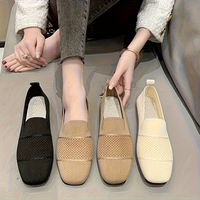 Women's Breathable Knit Slip-On Loafers Casual Flat Shoes | Versatile Comfort