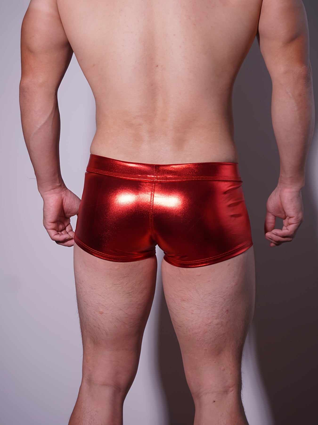 Men's Metallic Shiny Boxer Briefs Gradient Color Low-Rise Nylon Blend Casual Underwear