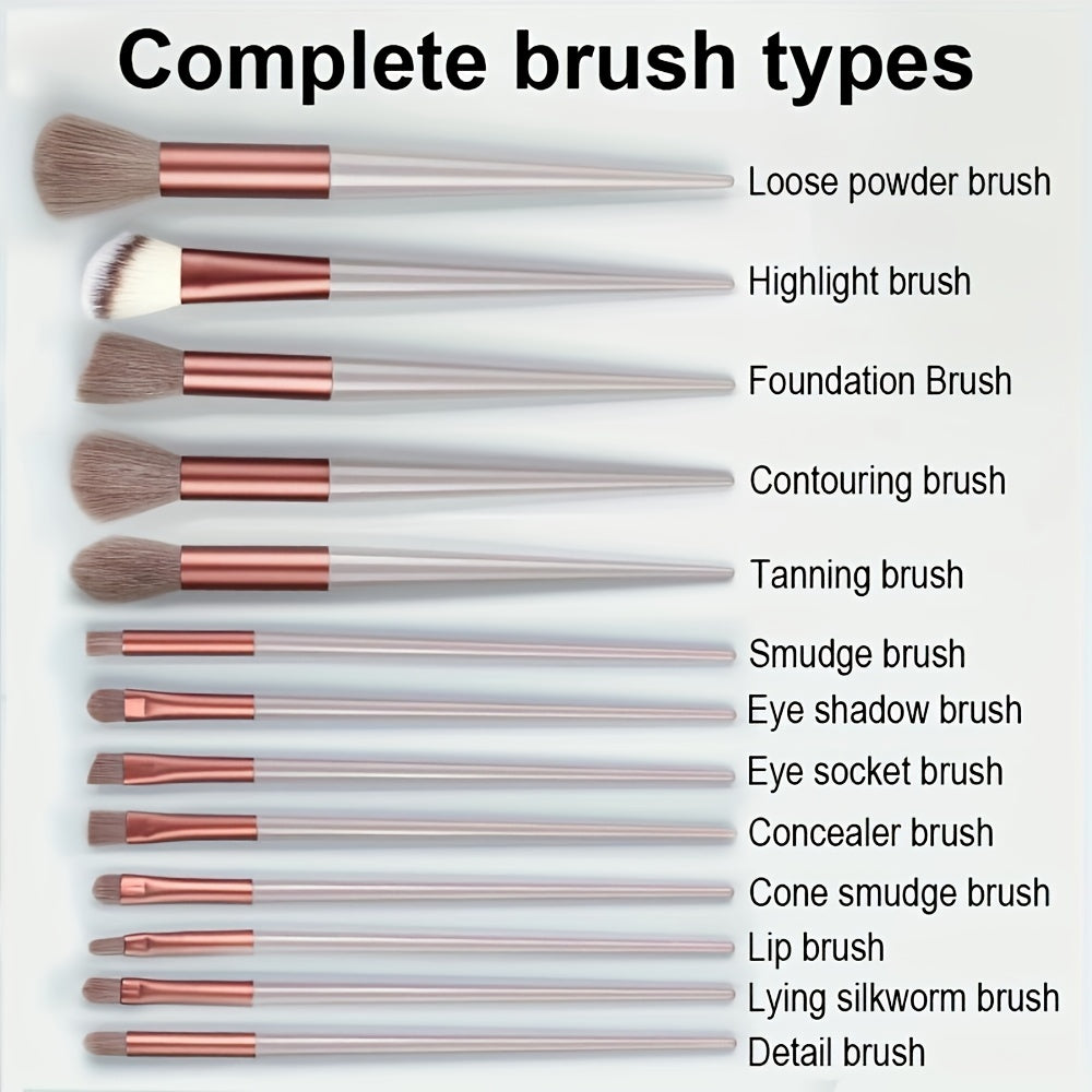 13pcs Makeup Brush Set Nylon Bristles Professional Fluffy for Face Eyeshadow Blush