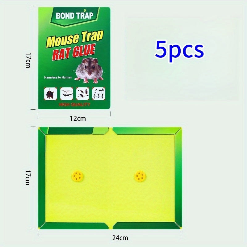 5pcs Non-Toxic Sticky Mouse Traps - Strong Adhesive Durable Invisible