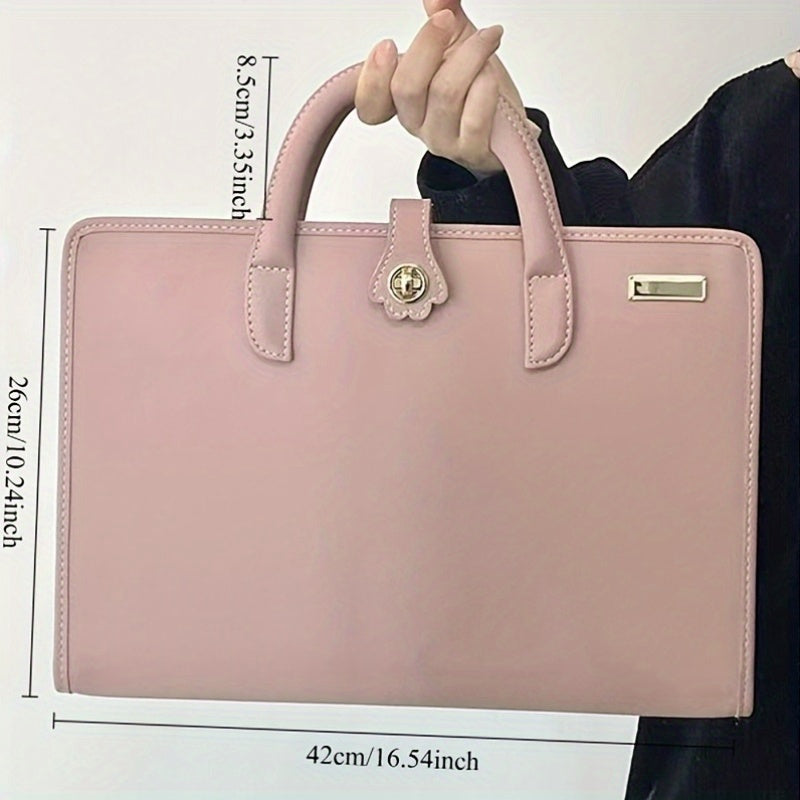 Pink Faux Leather Laptop Sleeve with Handle for Notebook Protection