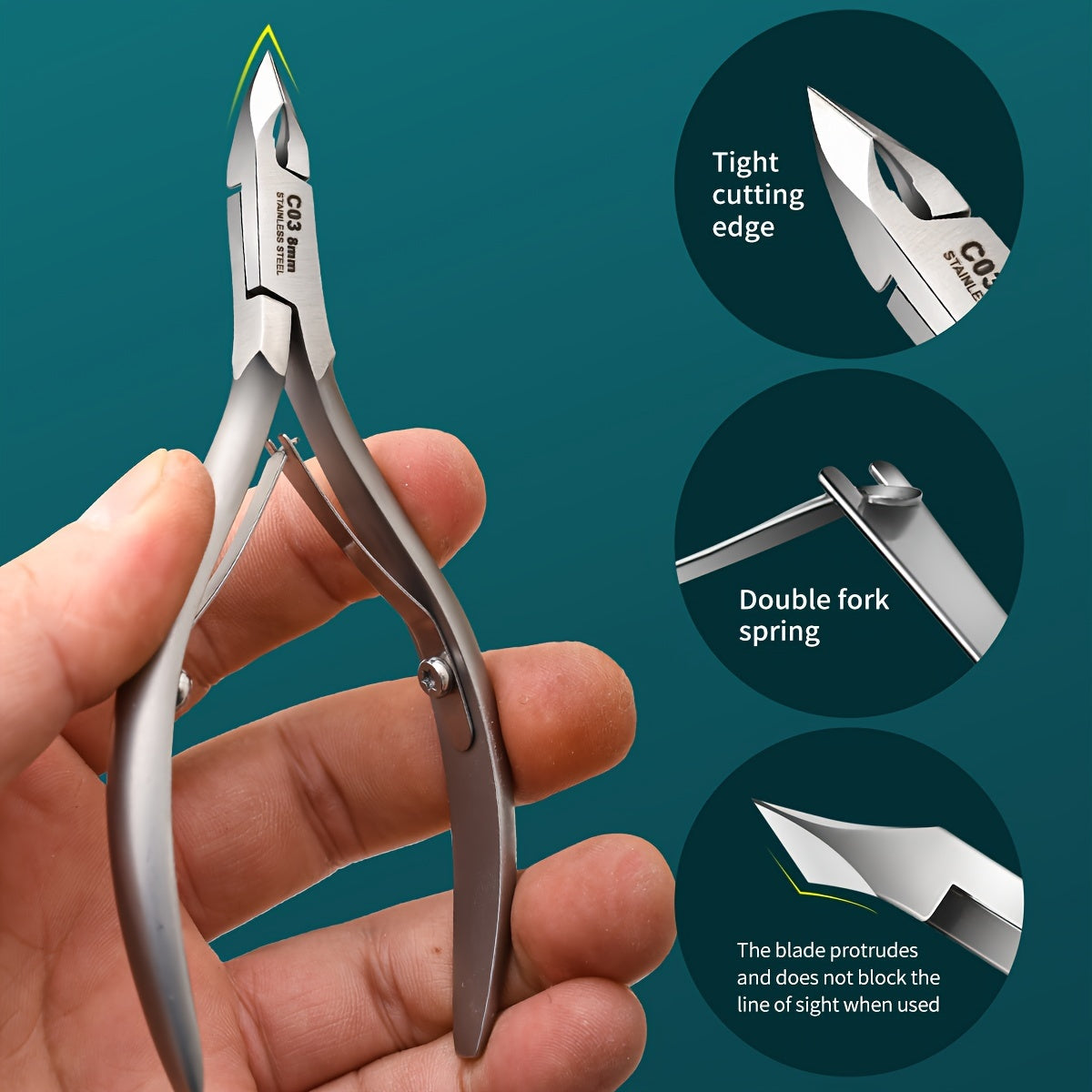 Space Gray Stainless Steel Cuticle Nippers for Manicure and Pedicure