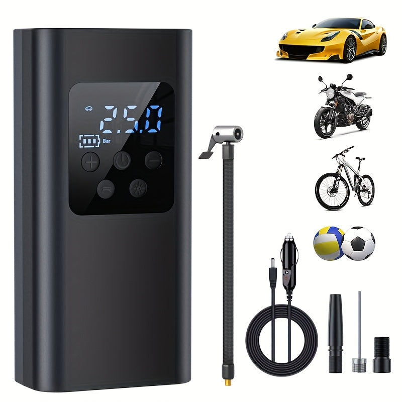 Portable Air Compressor Tire Inflator for Car Bike Motorcycle Digital Pressure Gauge