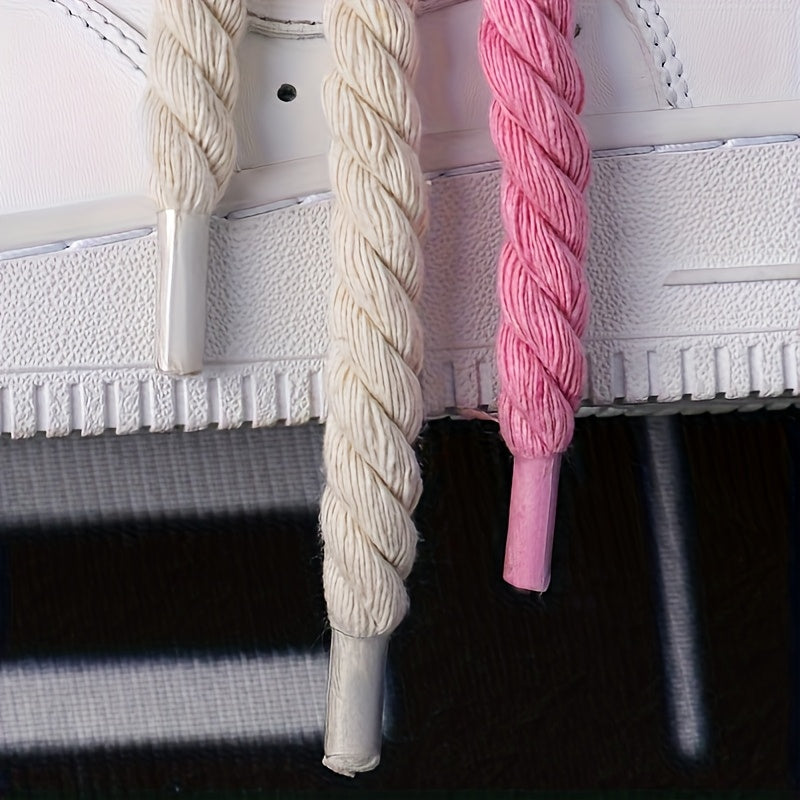 Unisex Braided 8mm Shoelaces 120cm Solid Color Casual Sports