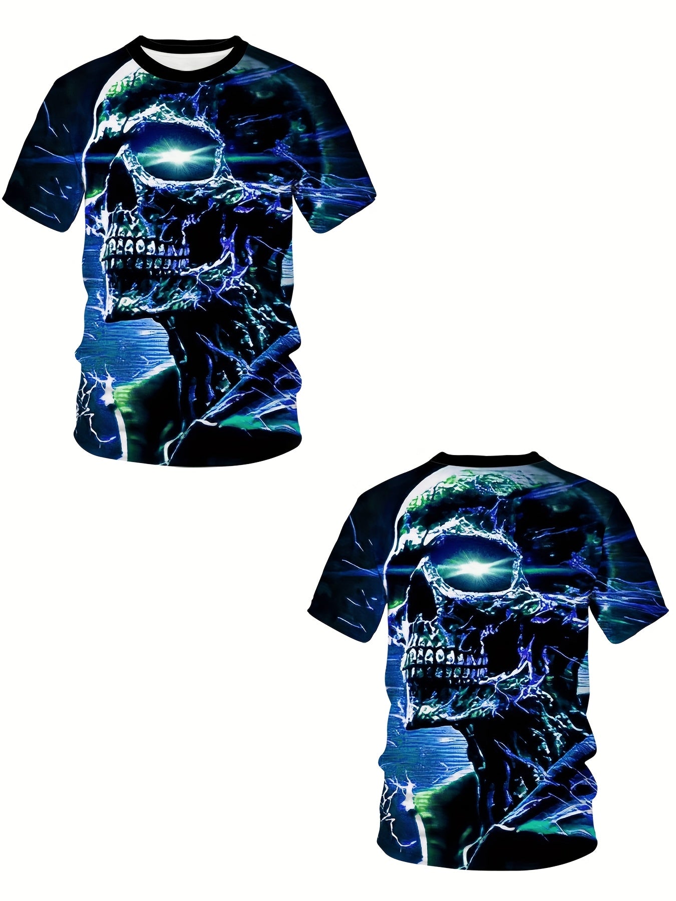 Men's 3D Crystal Skull Print T-Shirt Crew Neck Short Sleeve Plus Size Polyester Spandex Casual Sports