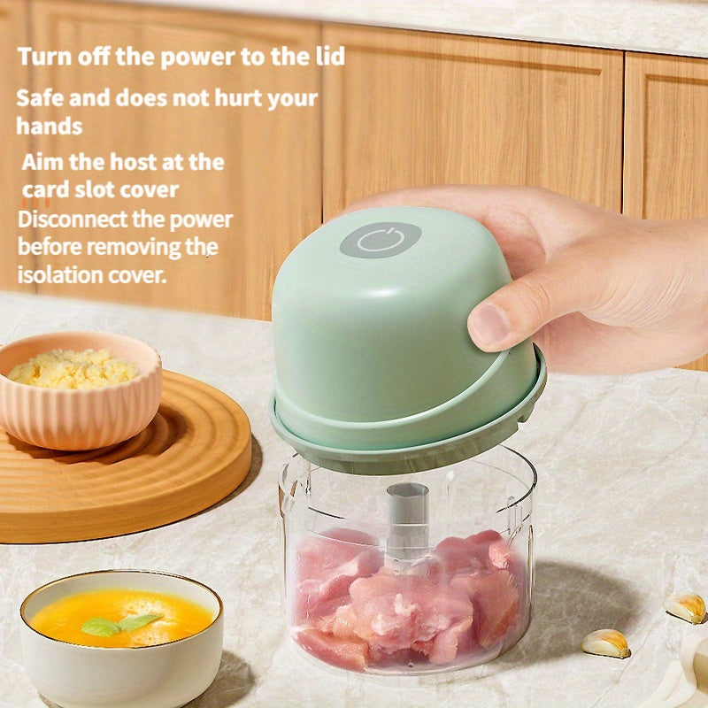 Мини-электрический измельчитель для продуктов с мясорубкой - портативный, перезаряжаемый через USB, аккумулятор 4000 мАч. Идеально подходит для нарезки овощей, измельчения чеснока, нарезки лука кубиками, приготовления фруктовых пюре. Универсальный