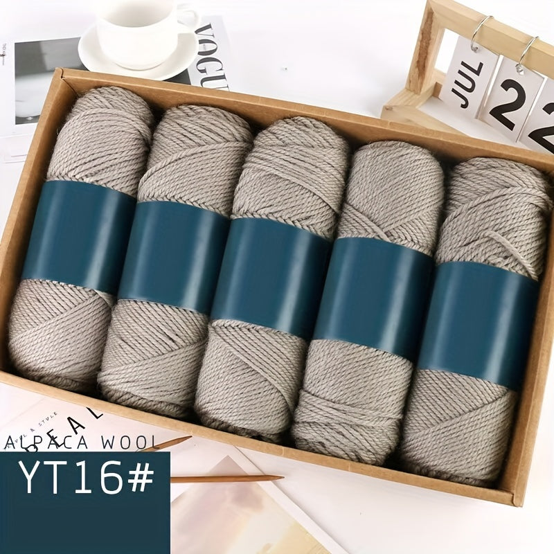 Camel Wool Yarn Pack of 5 Balls 500g Medium Thickness for Knitting Sweaters Scarves