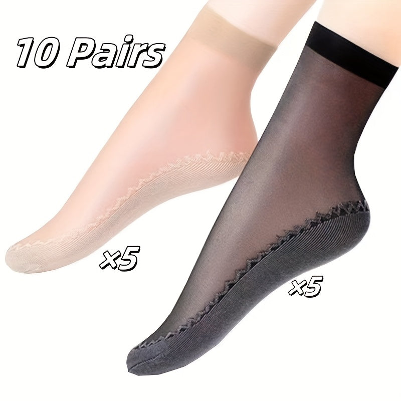 Women's Ankle Socks Pack of 4 Breathable Nylon Mesh Non-Slip Toe Protectors Solid Color