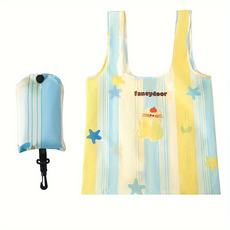 Qayta ishlatiladigan Polyester oziq-ovqat sumkasi, multfilm it tasviri bilan, keng, yig‘iladigan tote