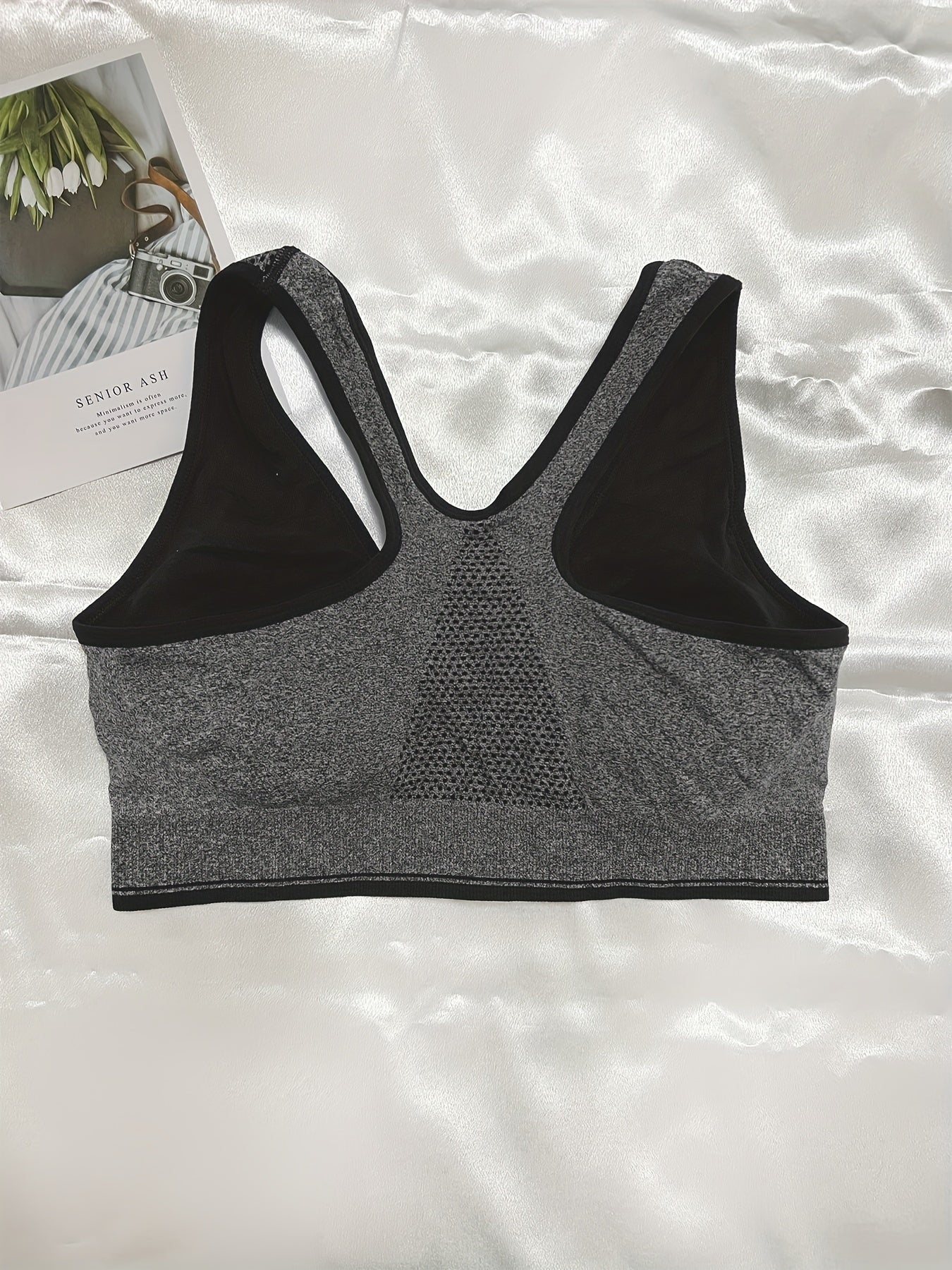 Sujetador deportivo para mujer de alto soporte con cremallera, naranja, de secado rápido, inalámbrico, con almohadillas removibles