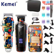 Профессиональный набор для стрижки волос Kemei - USB-заряжаемый электробритва с точным триммером для бороды, беспроводный набор для ухода за мужчинами