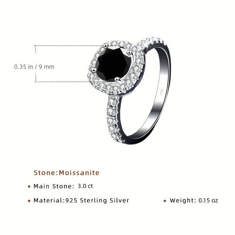 Anillo de promesa con incrustación de moissanita de 3ct en plata de ley para compromiso, boda y aniversario