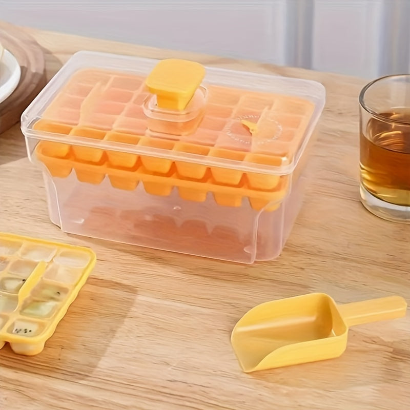 Ice Cube Tray Set with Storage Box and Scoop, 68-Cavity, BPA-Free Plastic