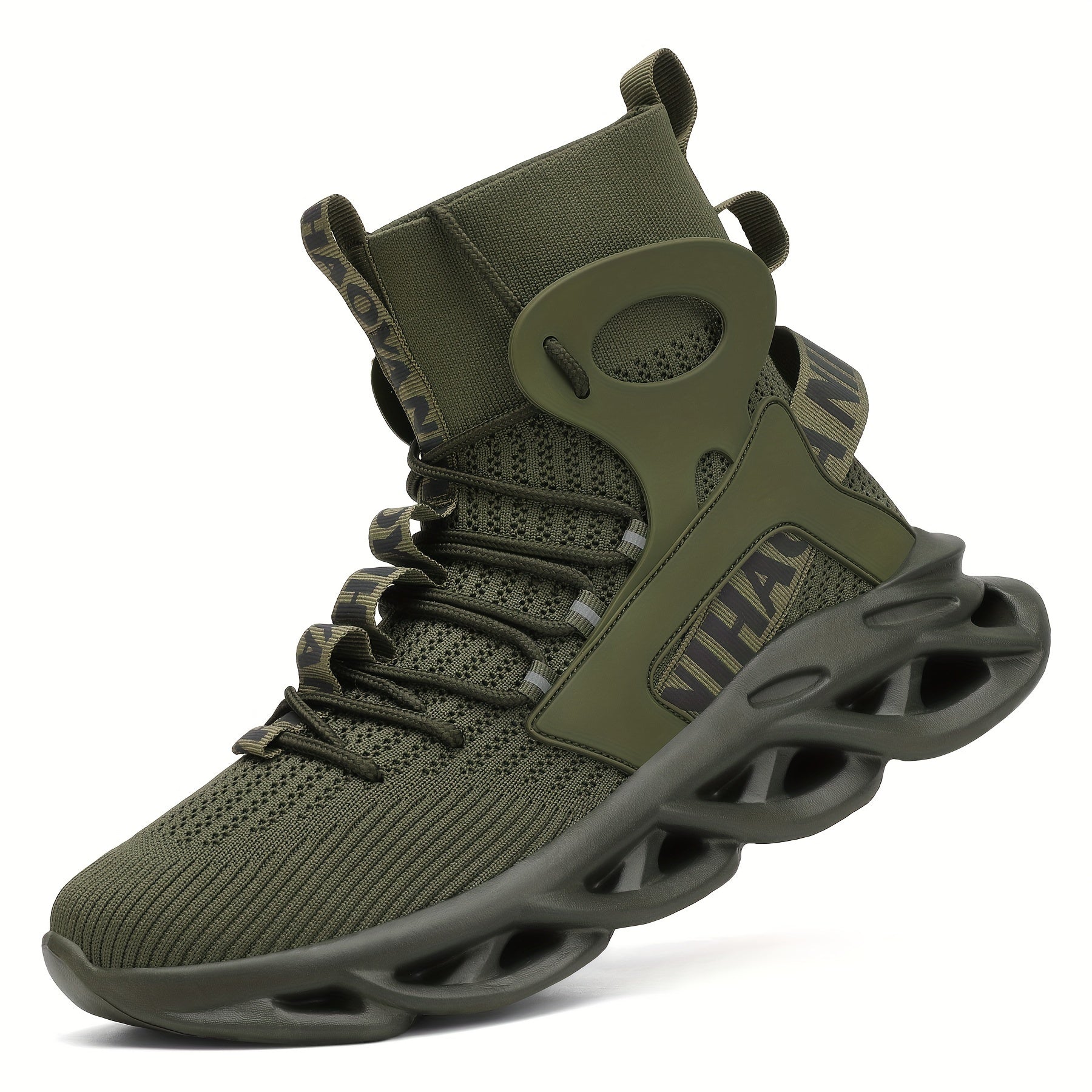 Men's Knitted High-Top Sneakers for Running Tennis and Gym Spring Summer