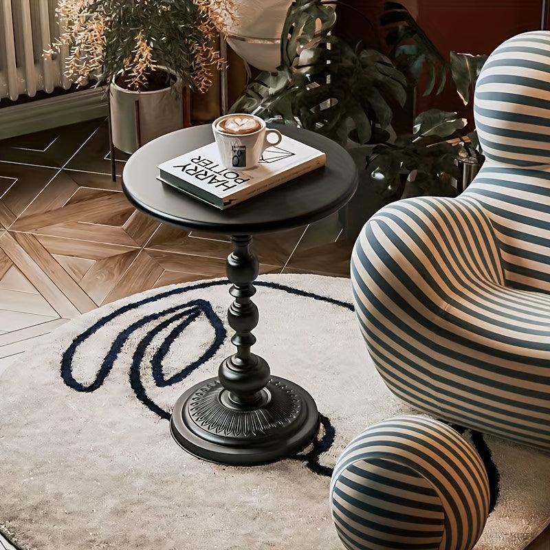 Black Metal Side Table Small Coffee Bedside Furniture for Living Room Outdoor