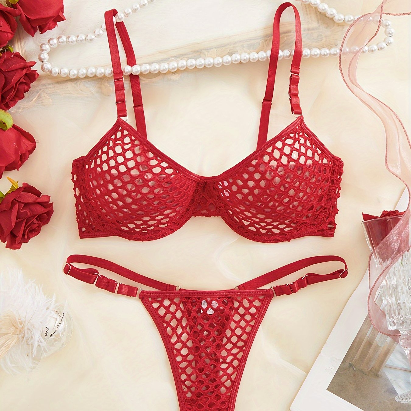 2-qismli sexy baliq tarmoq lure ichki kiyim