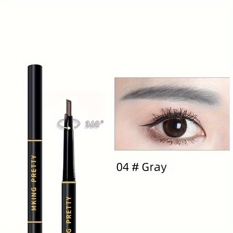 Lápiz de cejas impermeable de doble punta para mujer con cepillo, color 3D de larga duración