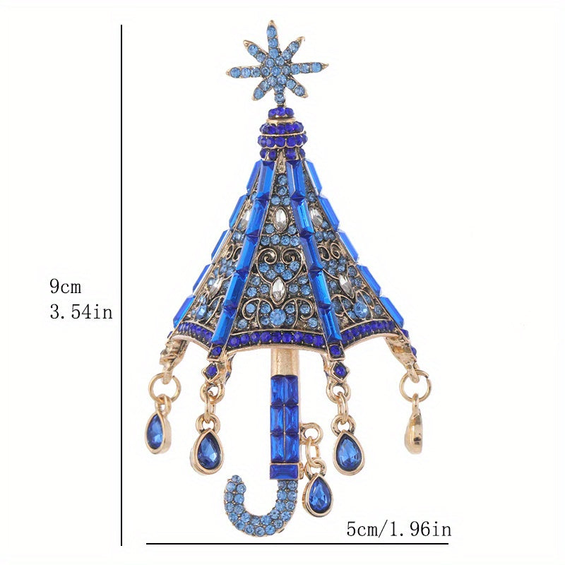 Vintage-Inspired Rhinestone Tassel Brooch Snowflake Design Women's Fashion Accessory