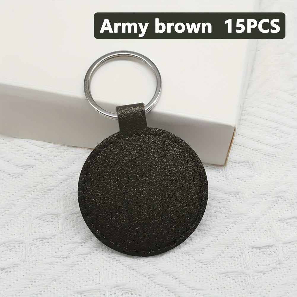 O'z-o'zidan qilish uchun charm kalitlik to'plami 15/20 dona dumaloq PU charm bo'sh joylar Erkaklar va ayollar uchun