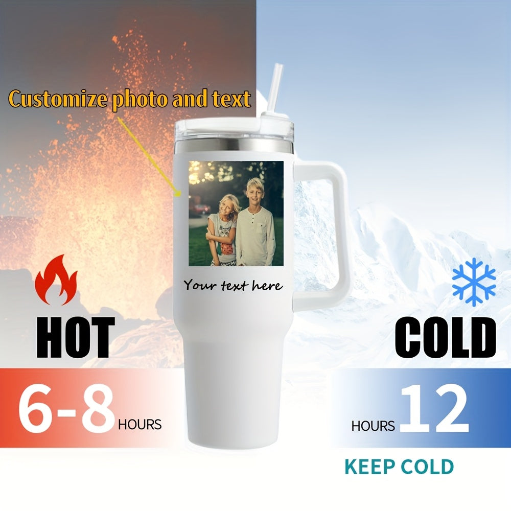 40oz Insulated Stainless Steel Tumbler with Straw and Lid Personalized Coffee Mug Gift