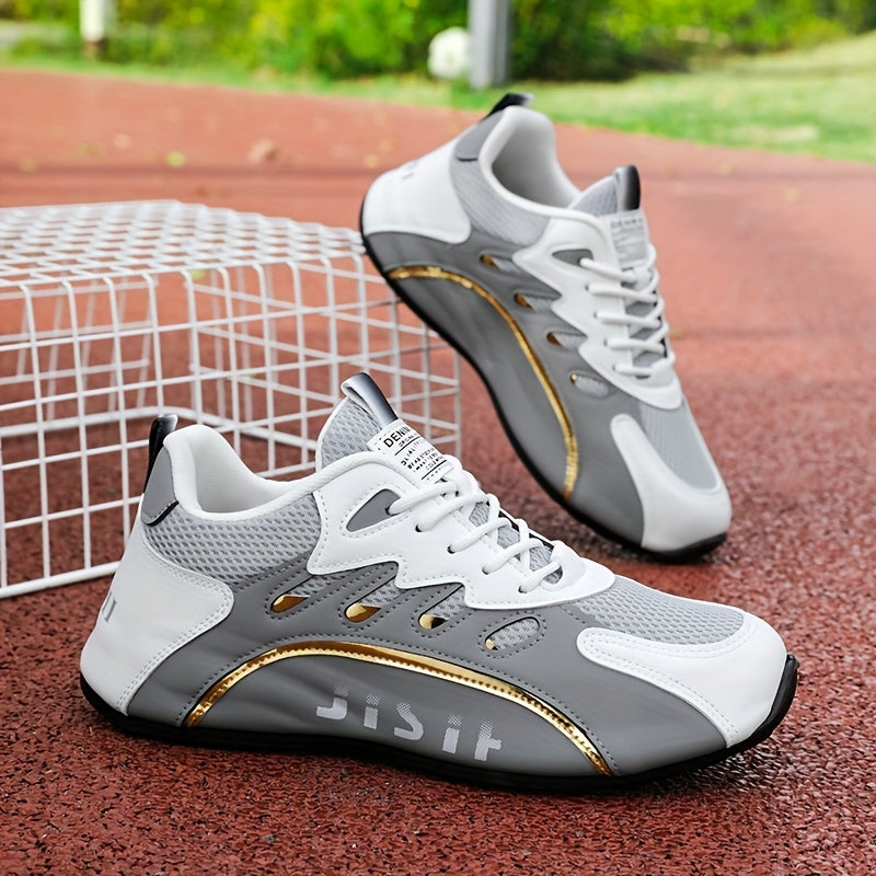 Men's Low Top Casual Sneakers with Lace-Up PU Upper Fabric Lining TPU Sole