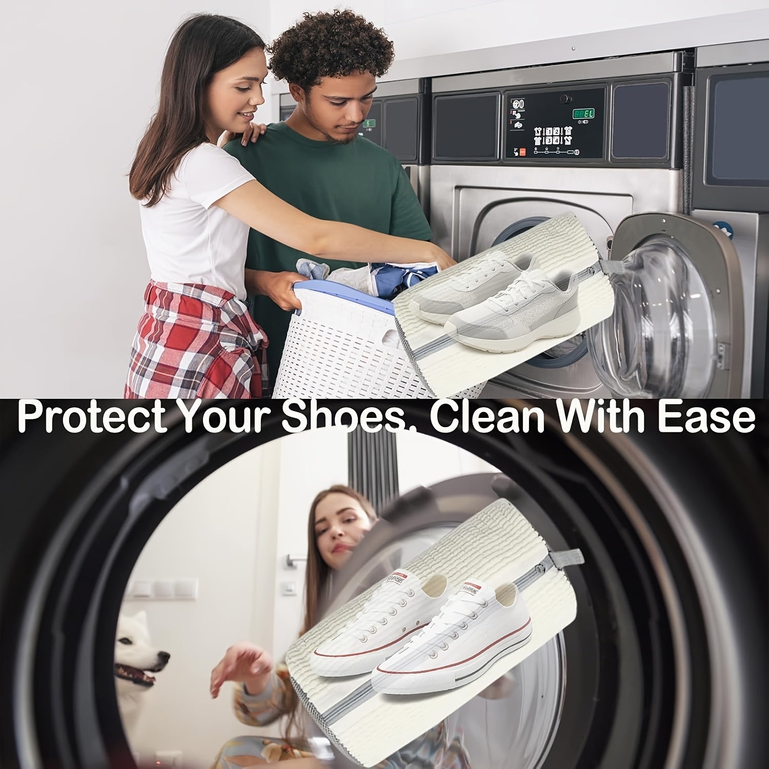 Unisex Reusable Laundry Shoe Bag for Sports and Tennis Shoes White