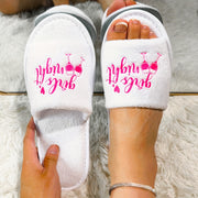 Women's Printed Slippers Lightweight Open Toe Slides Indoor Home Shoes