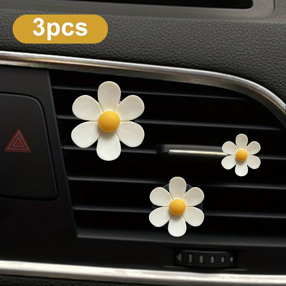 3pcs Daisy Car Vent Clips Aromatherapy Diffuser Decorative Air Freshener